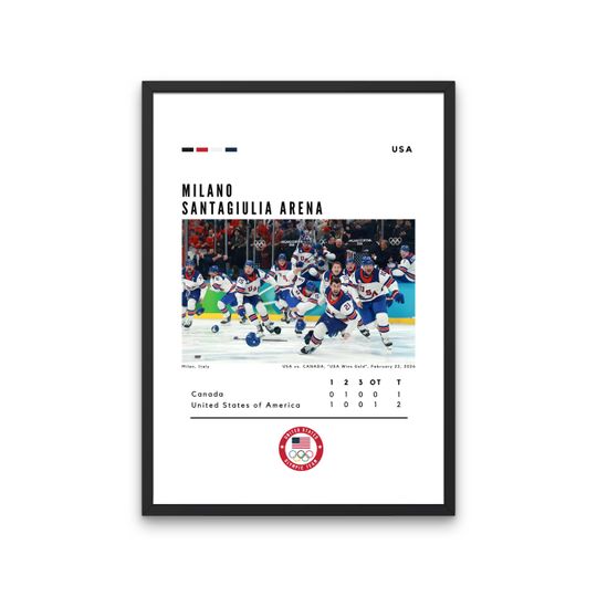 Discover USA vs Canada "USA Wins Gold" 2026 Milan Winter Olympic Poster