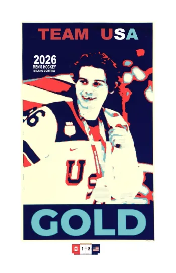 Discover 2026 USA Men's Olympic Hockey Gold Medal Pop Art Vertical Poster