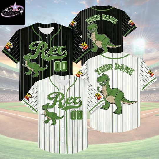 Discover Personalized Rex Baseball Jersey, Disney Toy Story Rex Baseball Shirt, Matching Disney Trip Outfit, Rex Birthday Gift