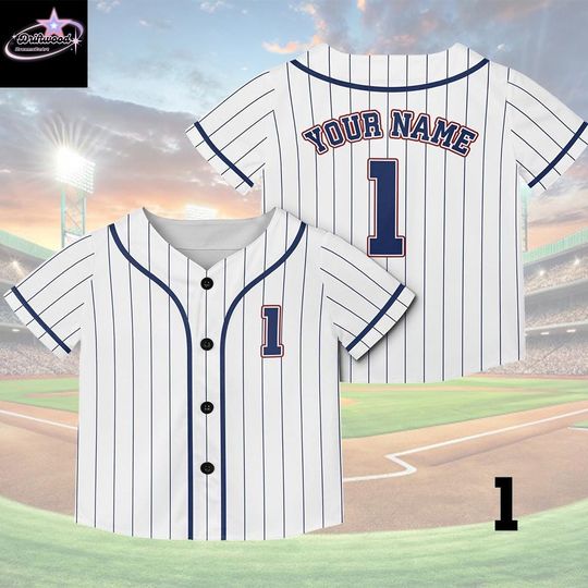 Discover Custom Kids & Youth Name and Number Pinstripe Baseball Jersey Sports Team Personalized Jersey