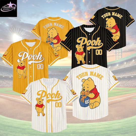 Discover Custom Winnie the Pooh Baseball Jersey, Disney Winnie the Pooh Jersey Shirt, Disney Baseball Jersey Sports Gifts For Fans