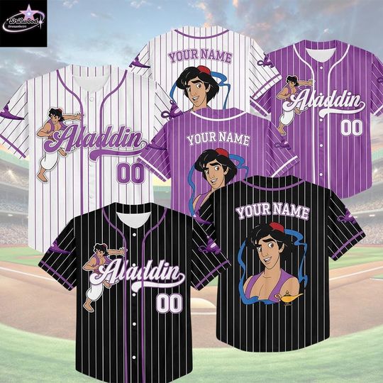 Discover Personalize Disney Aladdin Baseball Jersey, Baseball Jersey Collection Choose Style Jersey Disneyland Birthday Gift For Kid Youth Adult