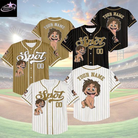 Discover Custom Spot The Good Dinosaur Baseball Jersey, Disney Spot Jersey Shirt, Matching Disney Trip Outfit, Disneyland Birthday Gift