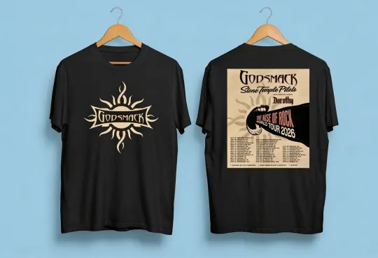 Discover Godsmack 2 Sides The Rise Of Rock World Tour 2026 Black S to 5XL Shirt TV263
