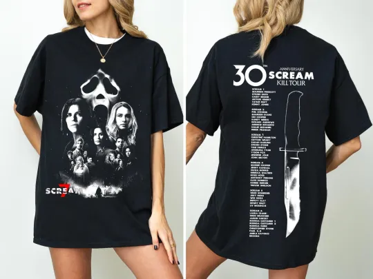 Discover Scream 7 30th Anniversary of Scream Kill Tour 2026 Exclusive T-shirt