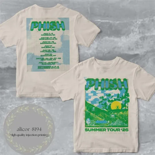 Phish Summer Tour 2026 North America Schedule Dates Two Sided T-Shirt
