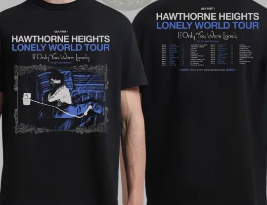 Discover Hawthorne Heights Lonely World Tour 2026 T-shirt