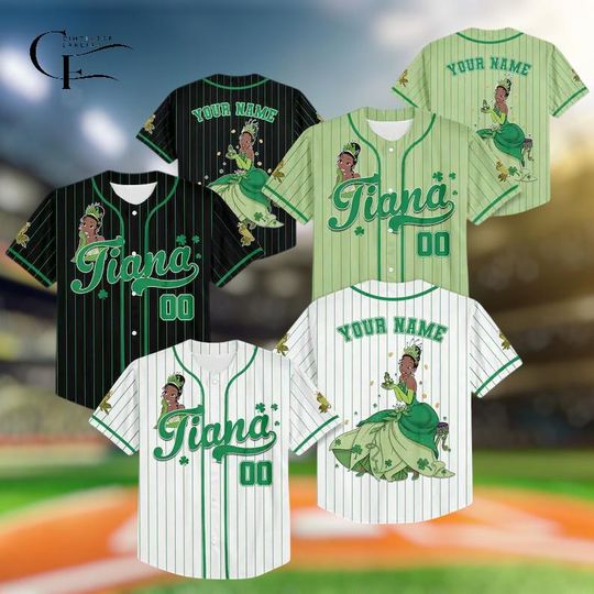 Discover Custom Tiana St Patrick Day Baseball Jersey, Personalized Disney Tiana Princess Jersey Shirt, Birthday Gift, Disney Baseball Fan Lover Gift