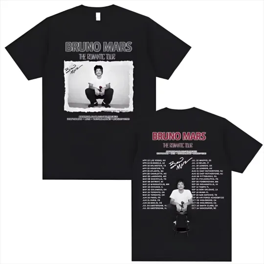 Discover Bruno Mars the Romantic Tour 2026 Concert T-Shirt