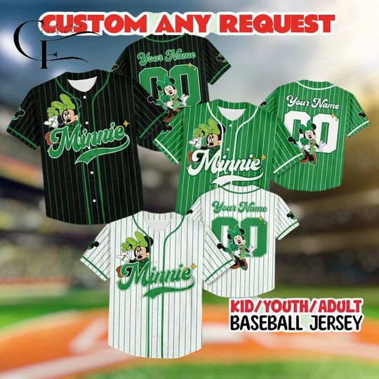 Discover Custom Minnie St. Patrick's Day Jersey, Mickey & Friends St Paddys Jersey, Clover Leaf St Patrick's Day Shamrock Disneyland Matching Family