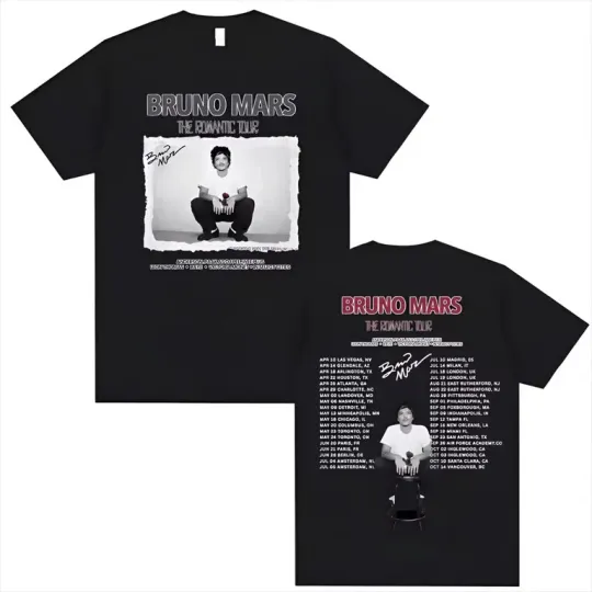Discover Bruno Mars the Romantic Tour 2026 Concert T-Shirt
