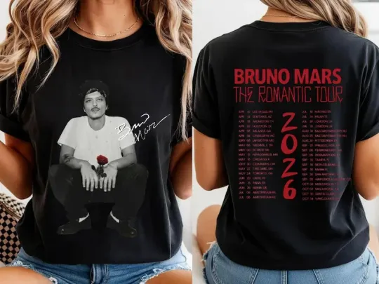 Discover Bruno Mars The Romantic Tour 2026  T-Shirt