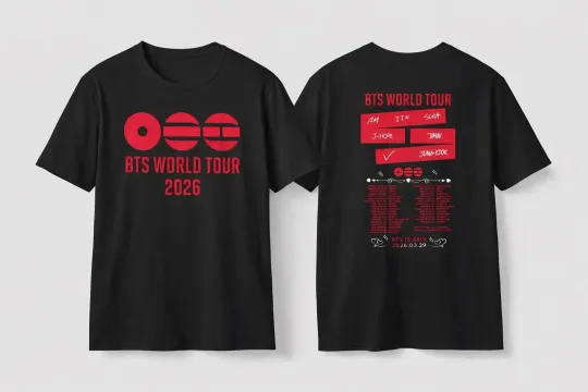 Discover BTS World Tour 2026 T-Shirt with Front and Back Print, K-Pop Double Sided T-Shirt