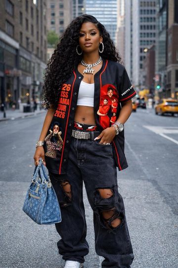 Discover Cardi B Graphic Baseball Jersey | Little Miss Drama Glam Streetwear