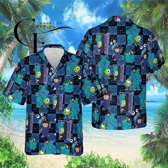 Discover Disney Monsters Hawaiian Shirt, Sulley And Mike Aloha Shirt, Disney Trip Family Matching Outfit, Cartoon Summer Vacation Button Up