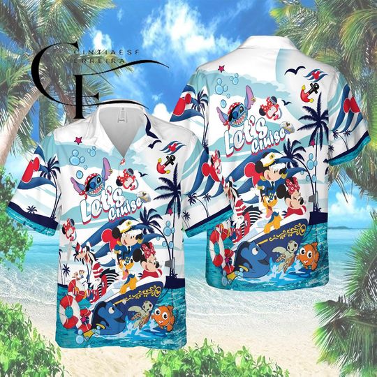 Discover Disney Cruise Mickey Hawaiian Shirt, Mickey Friends Aloha Button Up, Disney Vacation Cruise Shirt