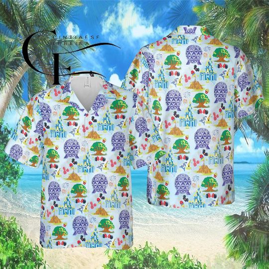 Discover Disney EPCOT Hawaiian Shirt, Mickey Park Icons Aloha Button Up, Disney World Shirt
