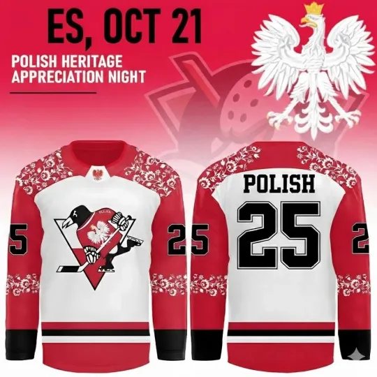 Discover Custom Piittsburrgh Penguins x Polish Heritage Appreciation Night Hockey Shirt
