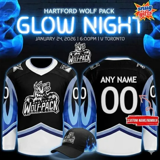 Discover Personalized Harrttford Wolf Pack Glow Night 2025 Special Hockey Shirt Men's