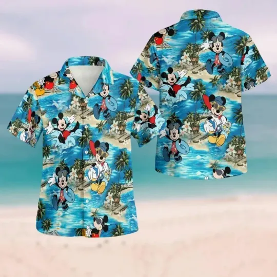 Discover Disney Mickey Mouse Beach Magic Kingdom Aloha Hawaiian Shirt