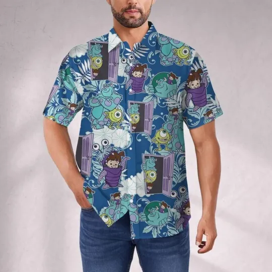 Discover Disney Monster Inc Tropical Summer Blue Style Hawaiian Shirt