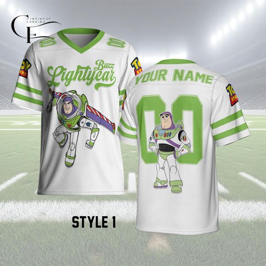 Discover Buzz Lightyear Custom Football Jersey, Personalized Buzz Lightyear Name Number Shirt, Toy Story Sports Jersey, Game Day Fan Gift