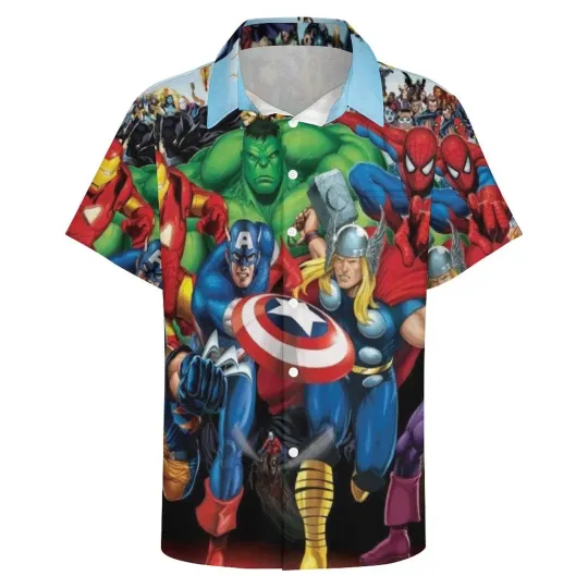 Discover Disney Marvel Avengers Casual Summer Beach Aloha Hawaiian Shirt
