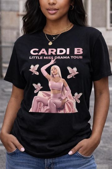 Discover Cardi B Little Miss Drama Tour Graphic T-Shirt, Front & Back Print
