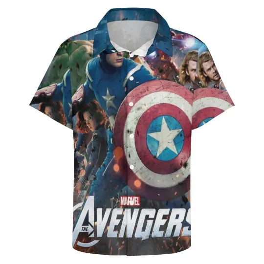 Disney Marvel Avengers Captain America Main Pose Aloha Hawaiian Shirt