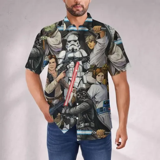 Discover Disney Star Wars Famous Characters Collage Hawaiian Shirt