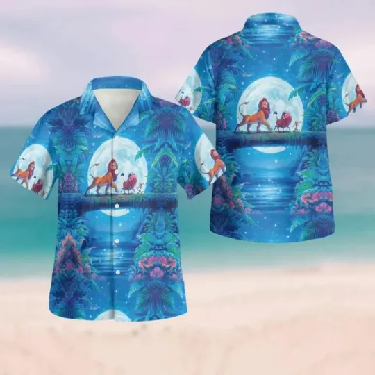 Disney The Lion King Hakuna Matata Tropical Summer Blue Hawaiian Shirt