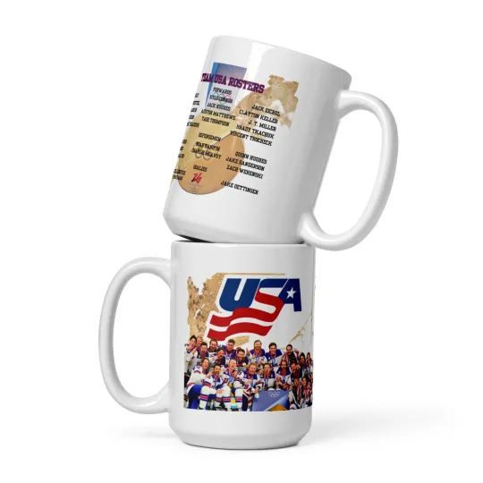 Discover USA Hockey Gold Medal 2026 Milano Cortina 15oz Coffee Mug Rosters