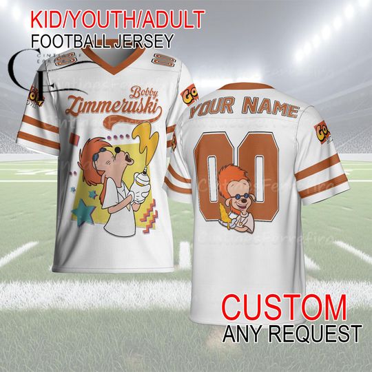 Discover Retro Bobby Zimmeruski A Goofy Movie Football Jersey  Custom Name & Number 90s Cartoon Kid Youth Adult Shirt