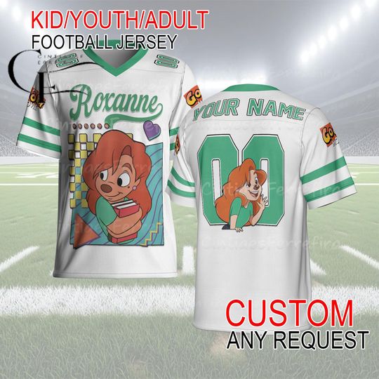 Discover Disney Roxanne Football Jersey Custom Name & Number  Kid Youth Adult Personalized Game Day Shirt