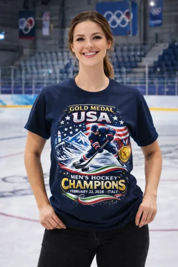 Discover USA Men Hockey Gold Medal Champions 2026 Italy Commemorative T Shirt