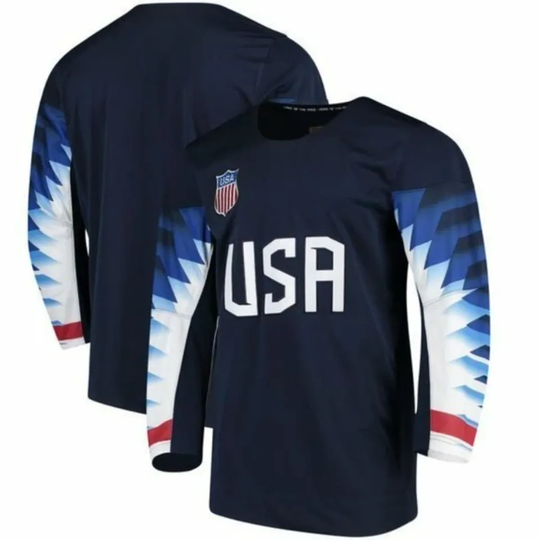 Team USA Hockey Jersey Shirt Blue Winter Olympics