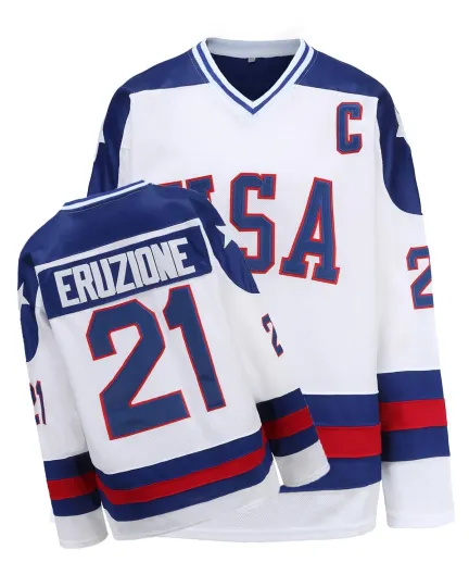 Discover PRIMITAS Hockey Jersey of USA 1980 Olympic Team Jerseys #21 Mike Eruzione Sti...