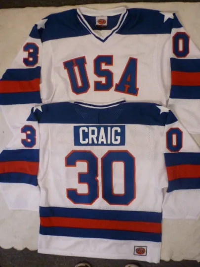 Discover 20314 1980 JIM CRAIG Olympic USA MIRACLE Hockey K1 Jersey New WHITE Any Size