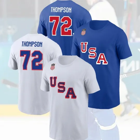 Discover Tage #72 Thompson USA Hockey Team 2026 Player Name & Number for Fans