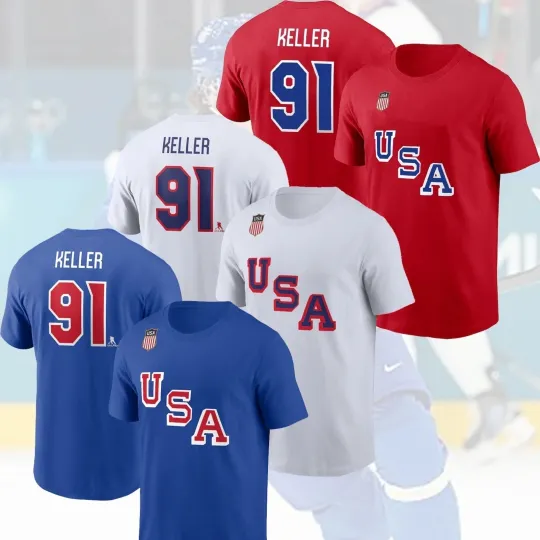 Discover Clayton #91 Keller USA Hockey Team 2026 Player Name & Number for Fans