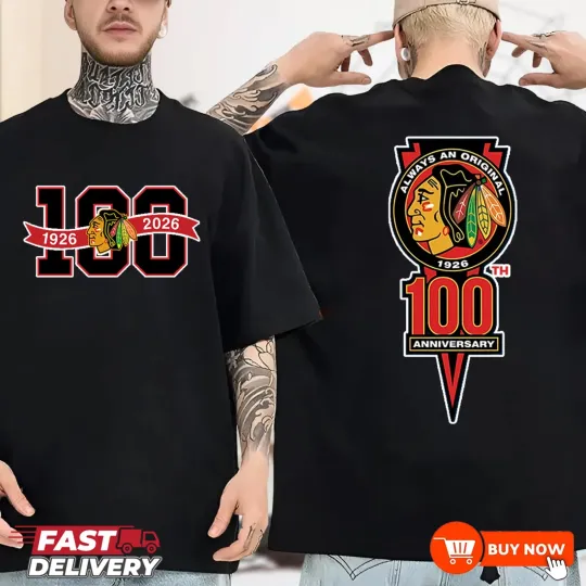 Discover Chicago Blackhawks 100th Anniversary Two-Sided TShirt - Multicolors, S-5XL