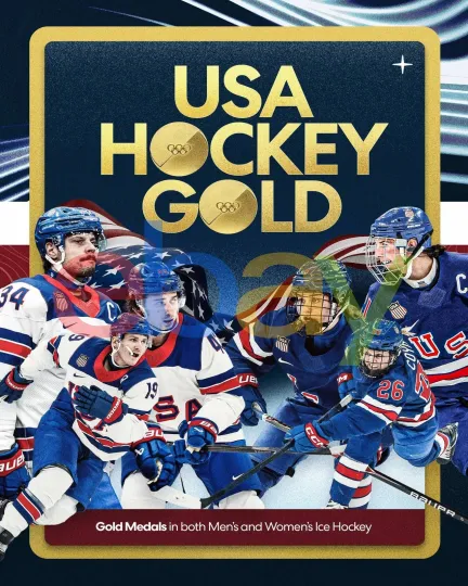 Discover 2026 Men & Women Winter Olympics Gold Team USA Champions Poster