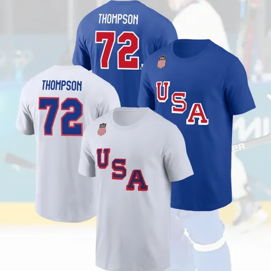 Discover Tage Thompson #72 USA Hockey Team 2026 Player Name & Number for Fans