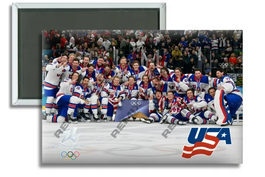2026 Team USA Men's Hockey Winter Olympics Team Picture Gold Magnet