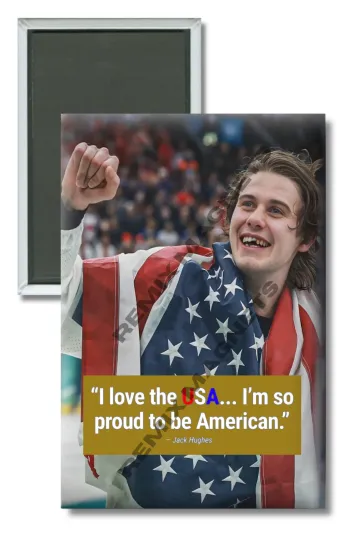 2026 Team USA Men's Hockey Winter Olympics Jack Hughes Gold Magnet