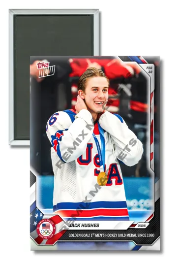 2026 Team USA Men's Hockey Winter Olympics Jack Hughes Gold Magnet