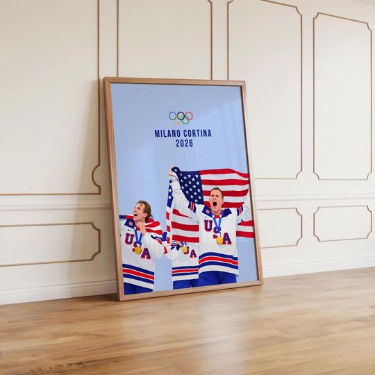 Discover Team USA Men's Ice Hockey Olympics Gold Medal Wall Art Print | Milano Cortina 2026 | Sports Poster