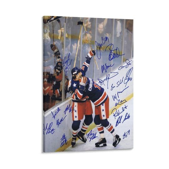 Discover 20 autographs from the entire 1980 U.S. Olympic ice hockey team Wall Art Painting Canvas Gift Living Room Prints Bedroom Decor Poster Art