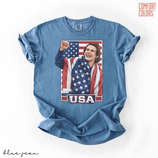 Discover Jack Hughes Usa Gold Hockey T-Shirt, Patriotic hockey Fan Tee, Team USA Inspired Graphic, American Hockey Pride Gift