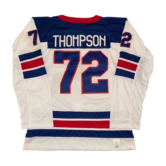 Discover Thompson #72 USA Hockey Jersey White Nike Olympic Style Men Stitched Hockey L
